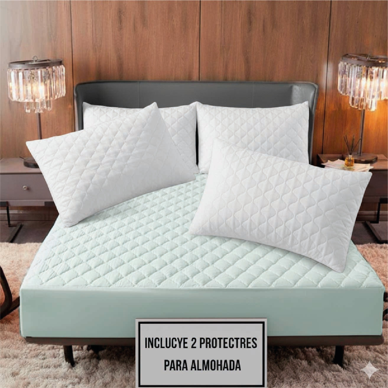 Protector de Colchón Impermeable + 2 Protectores de Almohada